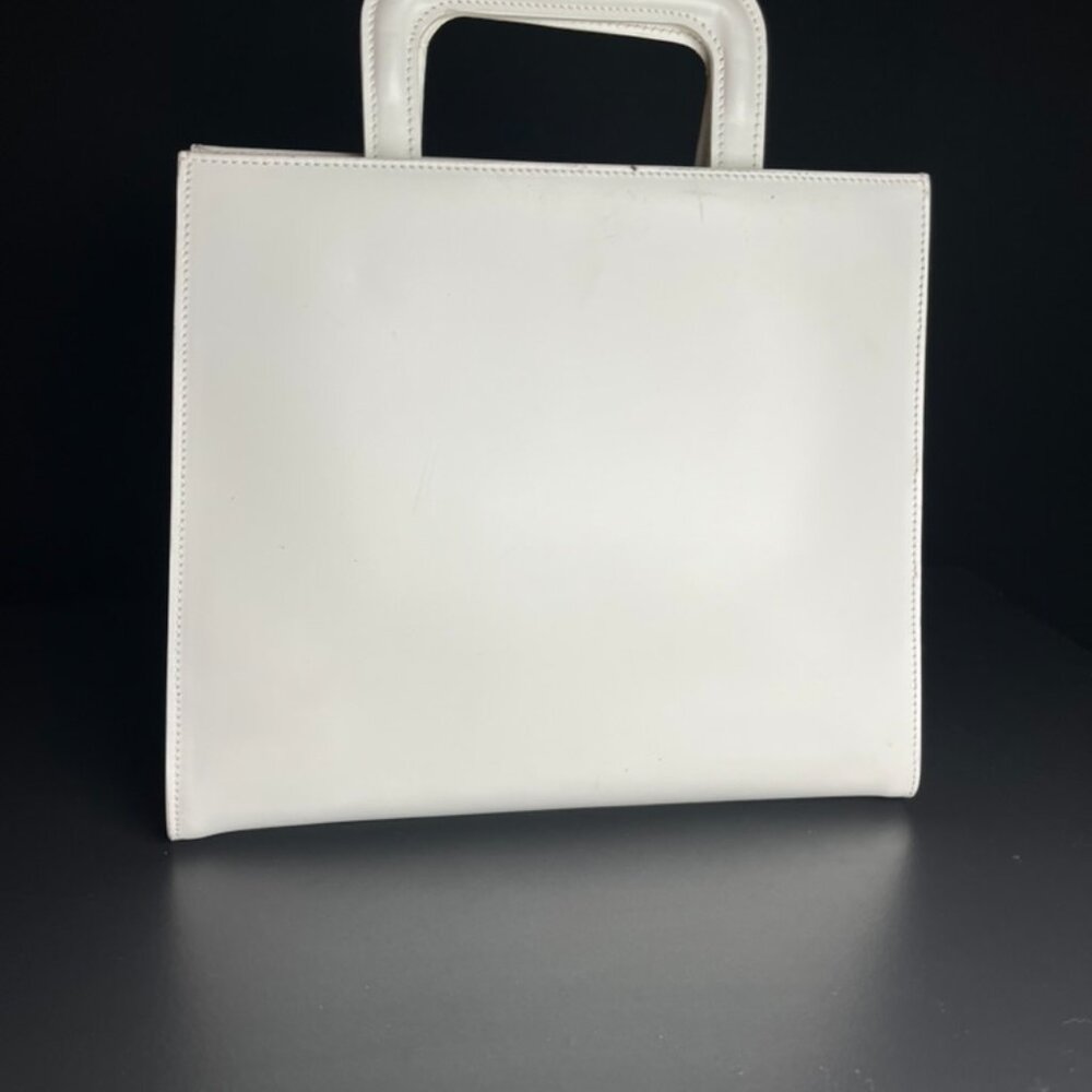 Gucci White Leather Handbag Retractable Handles RARE - Picture 2 of 5